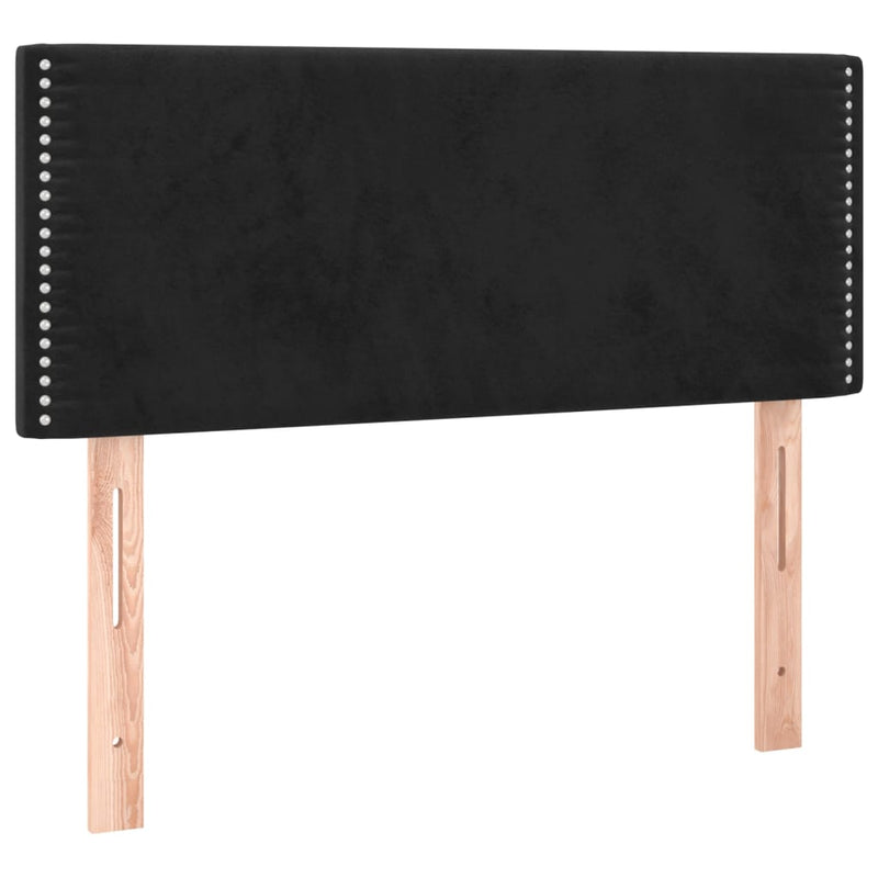 vidaXL fekete bársony rugós ágy matraccal 90 x 200 cm
