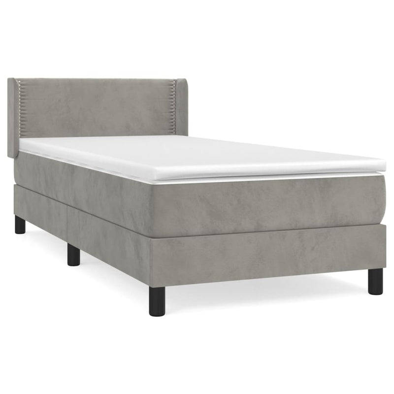 vidaXL világosszürke bársony rugós ágy matraccal 100 x 200 cm
