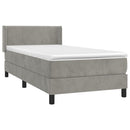vidaXL világosszürke bársony rugós ágy matraccal 100 x 200 cm