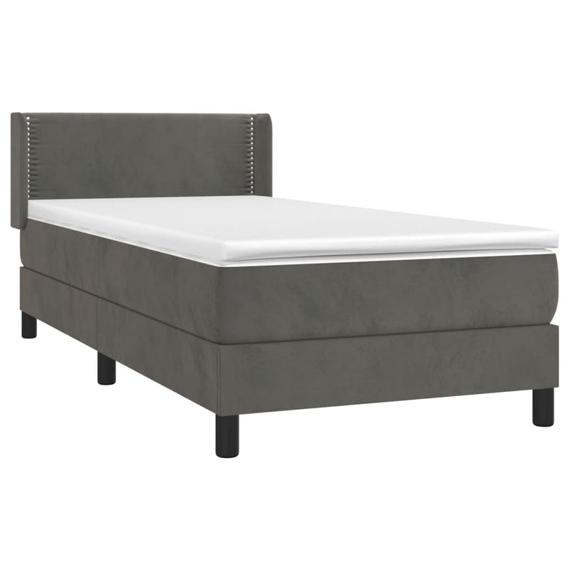 vidaXL sötétszürke bársony rugós ágy matraccal 100 x 200 cm