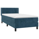 vidaXL sötétkék bársony rugós ágy matraccal 100 x 200 cm