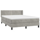 vidaXL világosszürke bársony rugós ágy matraccal 140x190 cm