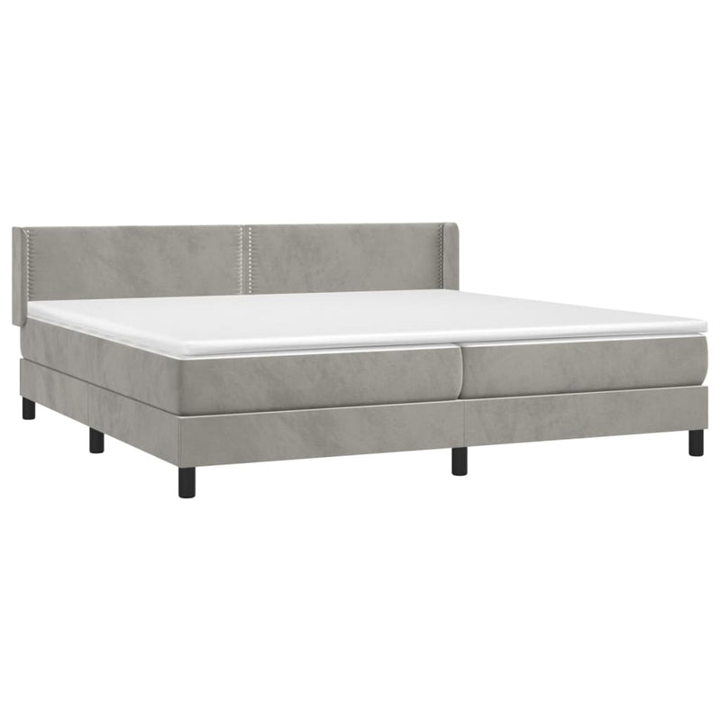 vidaXL világosszürke bársony rugós ágy matraccal 200x200 cm