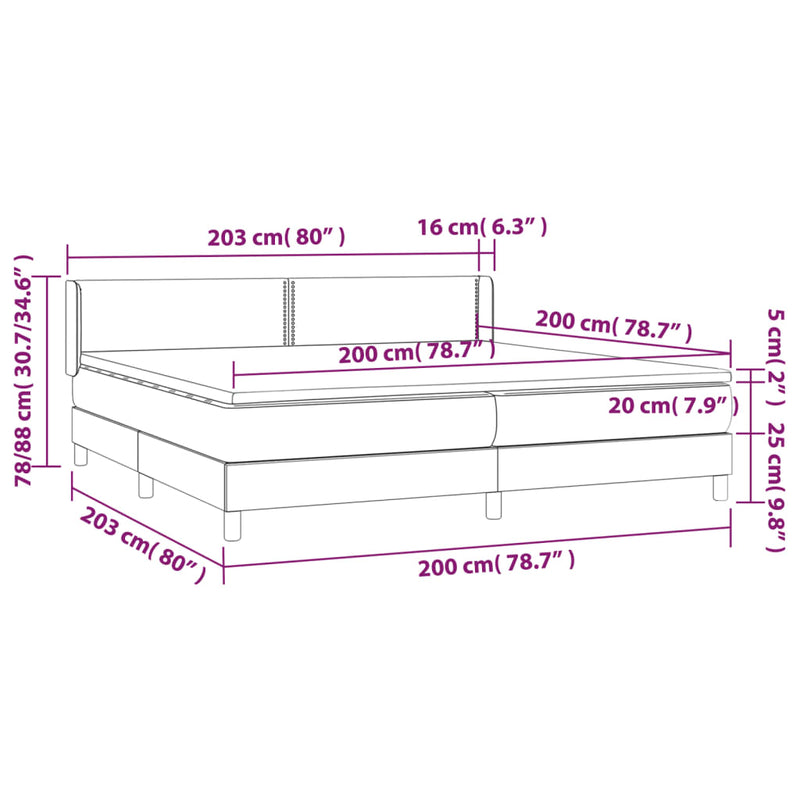 vidaXL sötétkék bársony rugós ágy matraccal 200x200 cm
