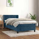 vidaXL sötétkék bársony rugós ágy matraccal 80 x 200 cm