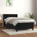 vidaXL fekete bársony rugós ágy matraccal 100 x 200 cm