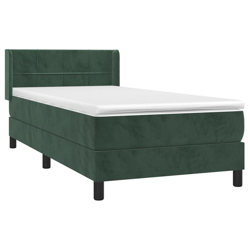 vidaXL sötétzöld bársony rugós ágy matraccal 100 x 200 cm