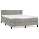 vidaXL világosszürke bársony rugós ágy matraccal 140x190 cm