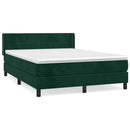 vidaXL sötétzöld bársony rugós ágy matraccal 140x190 cm