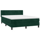 vidaXL sötétzöld bársony rugós ágy matraccal 140x190 cm