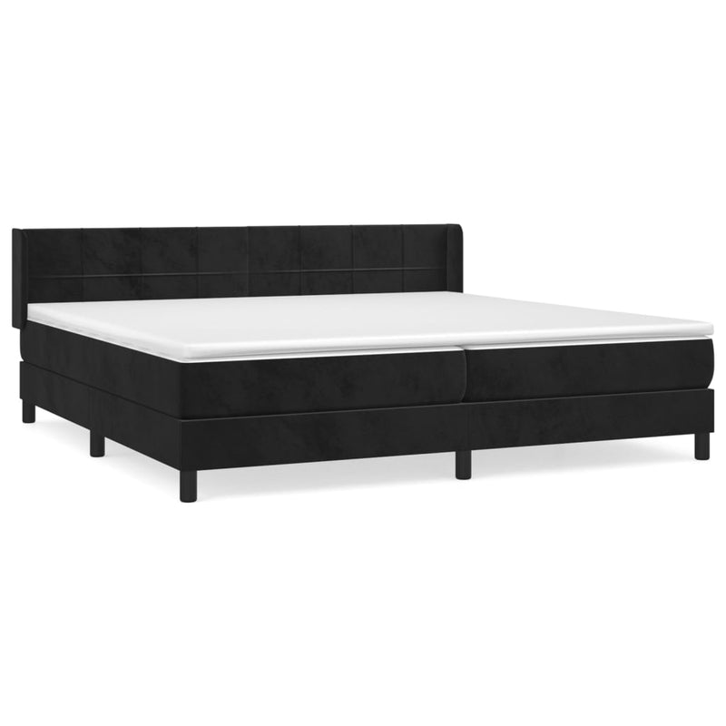 vidaXL fekete bársony rugós ágy matraccal 200x200 cm