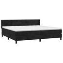 vidaXL fekete bársony rugós ágy matraccal 200x200 cm