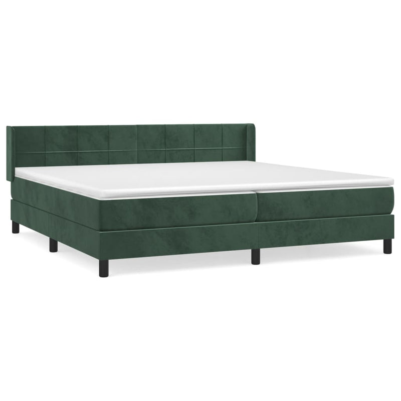 vidaXL sötétzöld bársony rugós ágy matraccal 200x200 cm