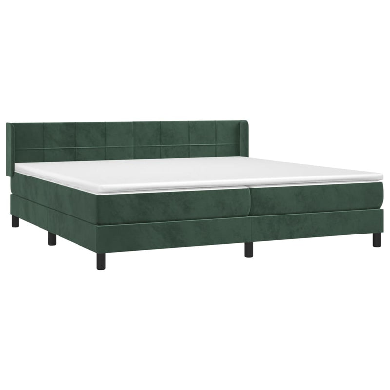 vidaXL sötétzöld bársony rugós ágy matraccal 200x200 cm