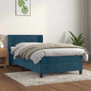 vidaXL sötétkék bársony rugós ágy matraccal 90 x 200 cm