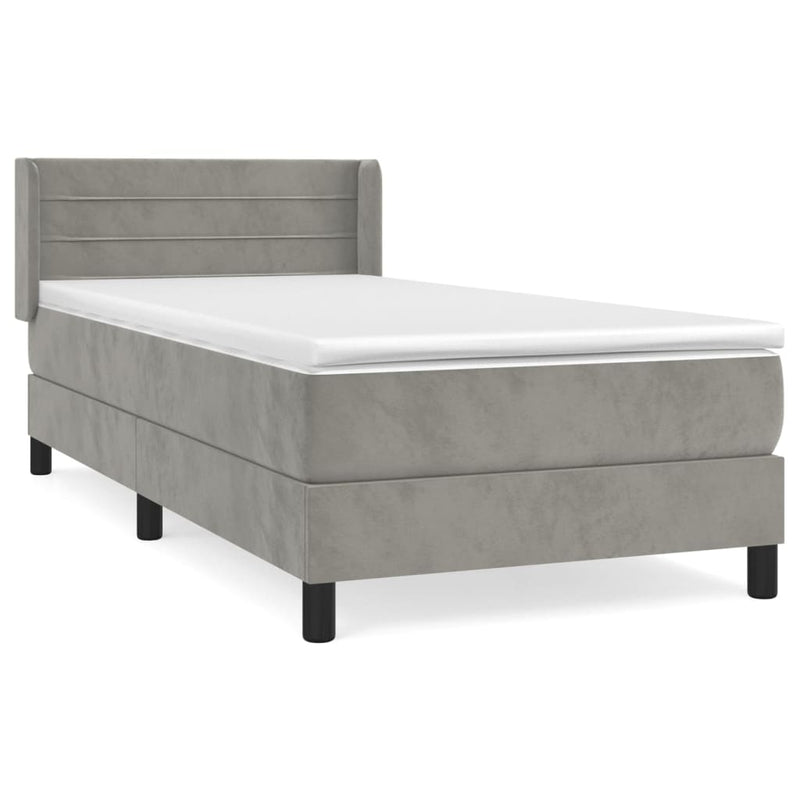 vidaXL világosszürke bársony rugós ágy matraccal 100 x 200 cm