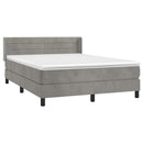 vidaXL világosszürke bársony rugós ágy matraccal 140x190 cm