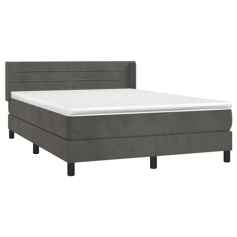vidaXL sötétszürke bársony rugós ágy matraccal 140x190 cm