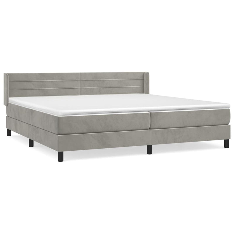 vidaXL világosszürke bársony rugós ágy matraccal 200x200 cm