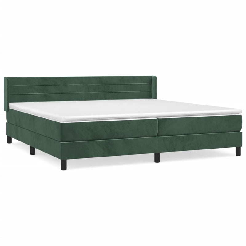 vidaXL sötétzöld bársony rugós ágy matraccal 200x200 cm