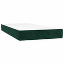 vidaXL sötétzöld bársony rugós ágy matraccal 200x200 cm