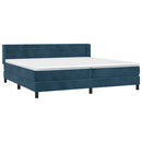 vidaXL sötétkék bársony rugós ágy matraccal 200x200 cm