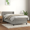 vidaXL világosszürke bársony rugós ágy matraccal 90 x 200 cm