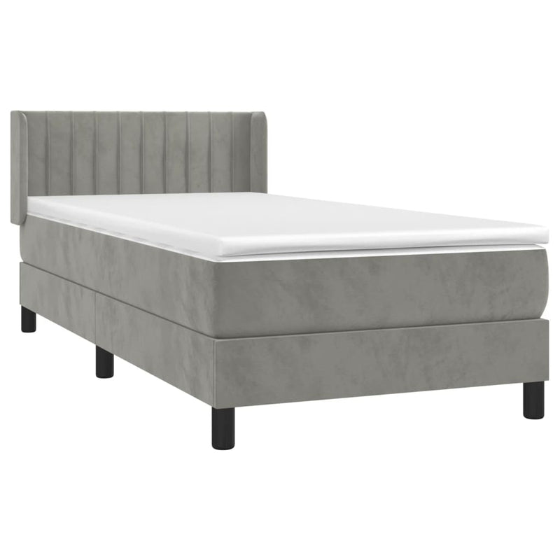 vidaXL világosszürke bársony rugós ágy matraccal 100 x 200 cm