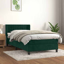 vidaXL sötétzöld bársony rugós ágy matraccal 100 x 200 cm