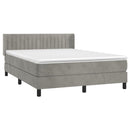 vidaXL világosszürke bársony rugós ágy matraccal 140x190 cm