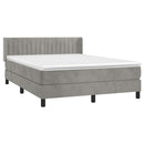vidaXL világosszürke bársony rugós ágy matraccal 140x190 cm