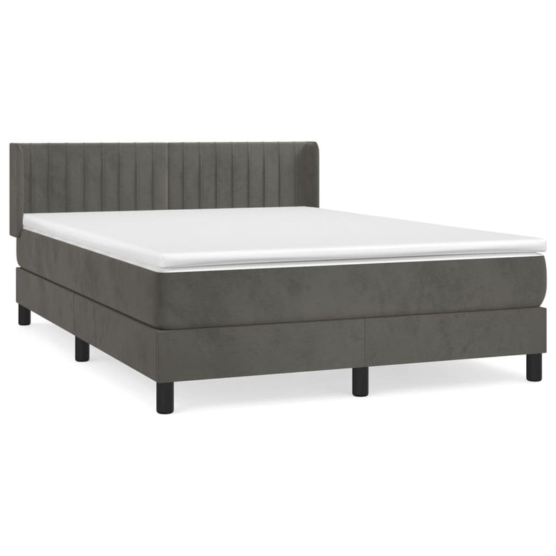 vidaXL sötétszürke bársony rugós ágy matraccal 140x190 cm