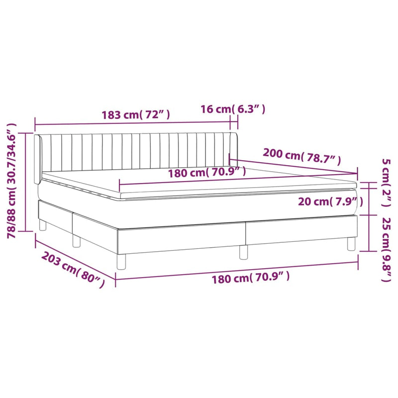 vidaXL sötétkék bársony rugós ágy matraccal 180x200 cm