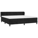 vidaXL fekete bársony rugós ágy matraccal 200x200 cm