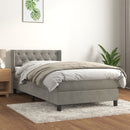 vidaXL világosszürke bársony rugós ágy matraccal 80 x 200 cm