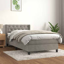 vidaXL világosszürke bársony rugós ágy matraccal 80 x 200 cm