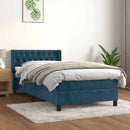 vidaXL sötétkék bársony rugós ágy matraccal 90x190 cm