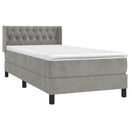 vidaXL világosszürke bársony rugós ágy matraccal 90 x 200 cm