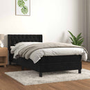 vidaXL fekete bársony rugós ágy matraccal 90 x 200 cm