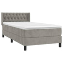 vidaXL világosszürke bársony rugós ágy matraccal 100 x 200 cm