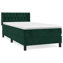 vidaXL sötétzöld bársony rugós ágy matraccal 100 x 200 cm