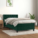 vidaXL sötétzöld bársony rugós ágy matraccal 100 x 200 cm