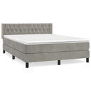 vidaXL világosszürke bársony rugós ágy matraccal 140x190 cm