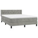vidaXL világosszürke bársony rugós ágy matraccal 140x190 cm