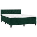 vidaXL sötétzöld bársony rugós ágy matraccal 140x190 cm