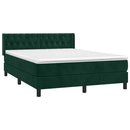 vidaXL sötétzöld bársony rugós ágy matraccal 140x190 cm