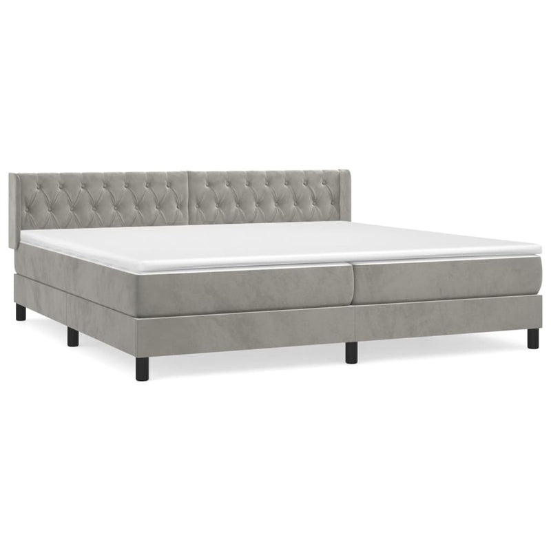 vidaXL világosszürke bársony rugós ágy matraccal 200x200 cm