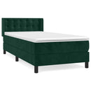 vidaXL sötétzöld bársony rugós ágy matraccal 90 x 200 cm