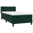 vidaXL sötétzöld bársony rugós ágy matraccal 90 x 200 cm