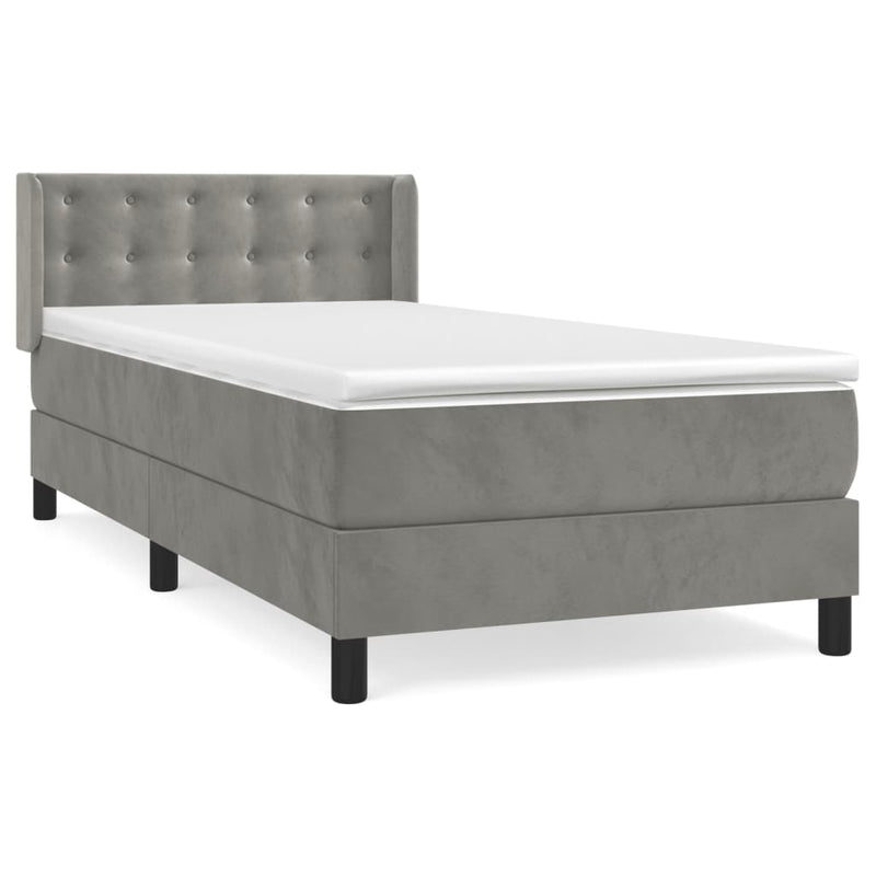 vidaXL világosszürke bársony rugós ágy matraccal 100 x 200 cm